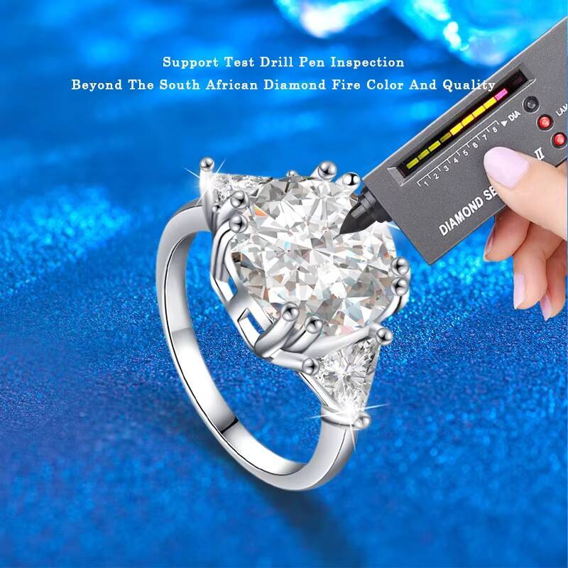 Classic Round Moissanite Ring for Women 925 Sterling Silver Party Wedding Jewelry