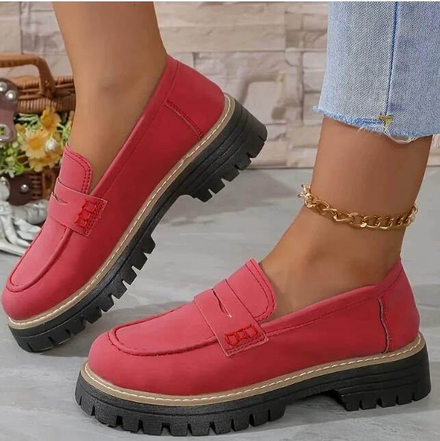 New Spring and Autumn Le Fu Shoes Large Casual Sand Grinding British Style Women's Shoes Coarse Heel Thick Bottom Foreign Trade Retro Z 10.21-9