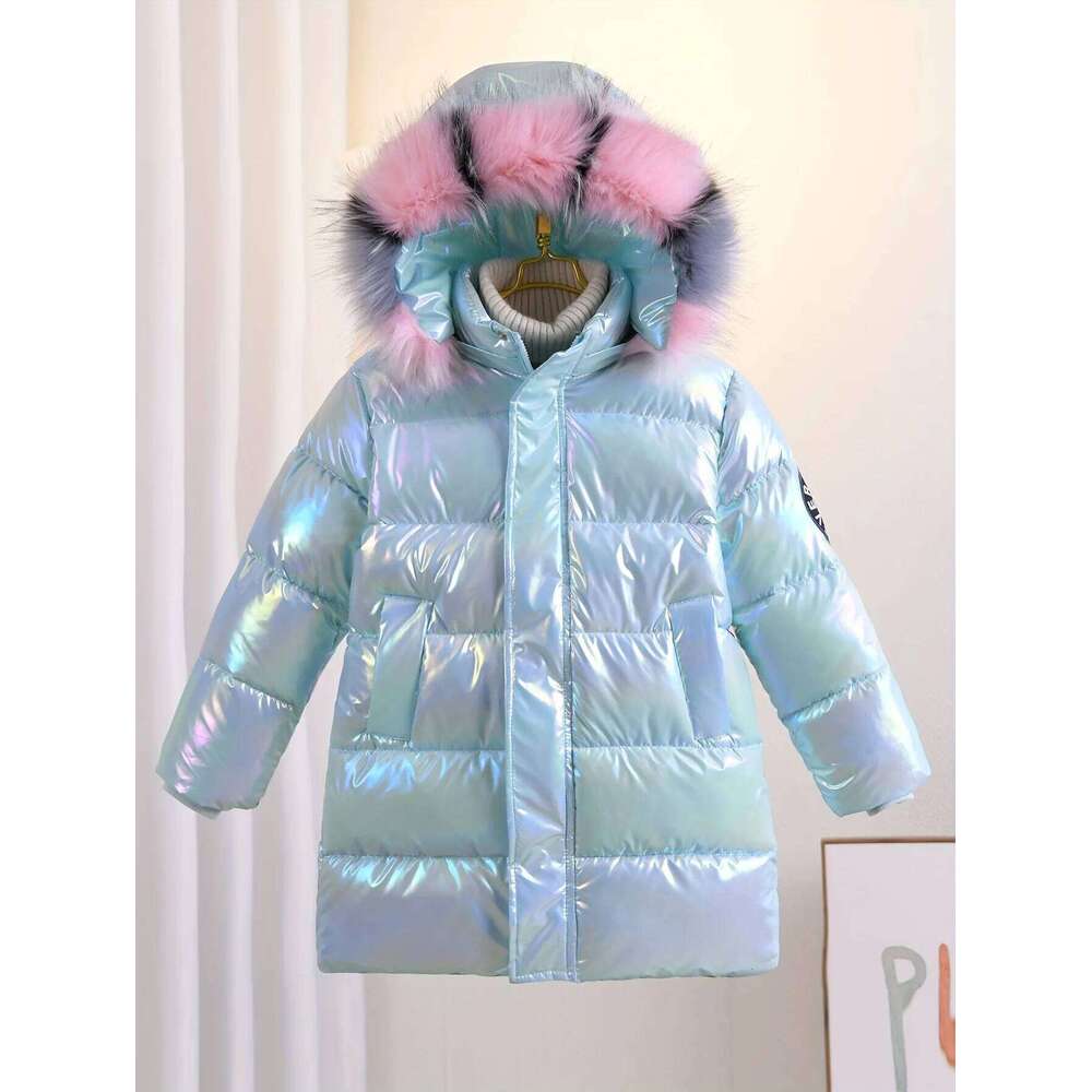 Children Down Jacket Girls Fur Collar Hooded Thick Keep Warm Long Outerwear Teen Waterproof Coat Kids Clothes Parka 5-14Y