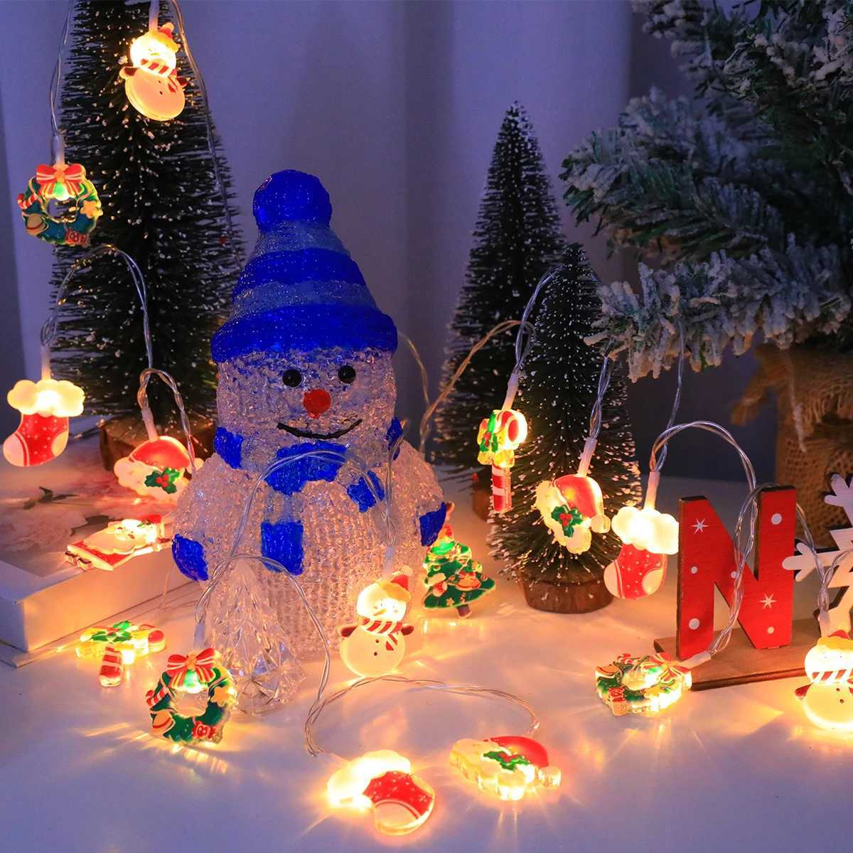 LED Christmas String Lightswith SantaSnowmanCandy CaneChristmas StockingSnowflake Designs for Christmas PartyIndoorTree C251024