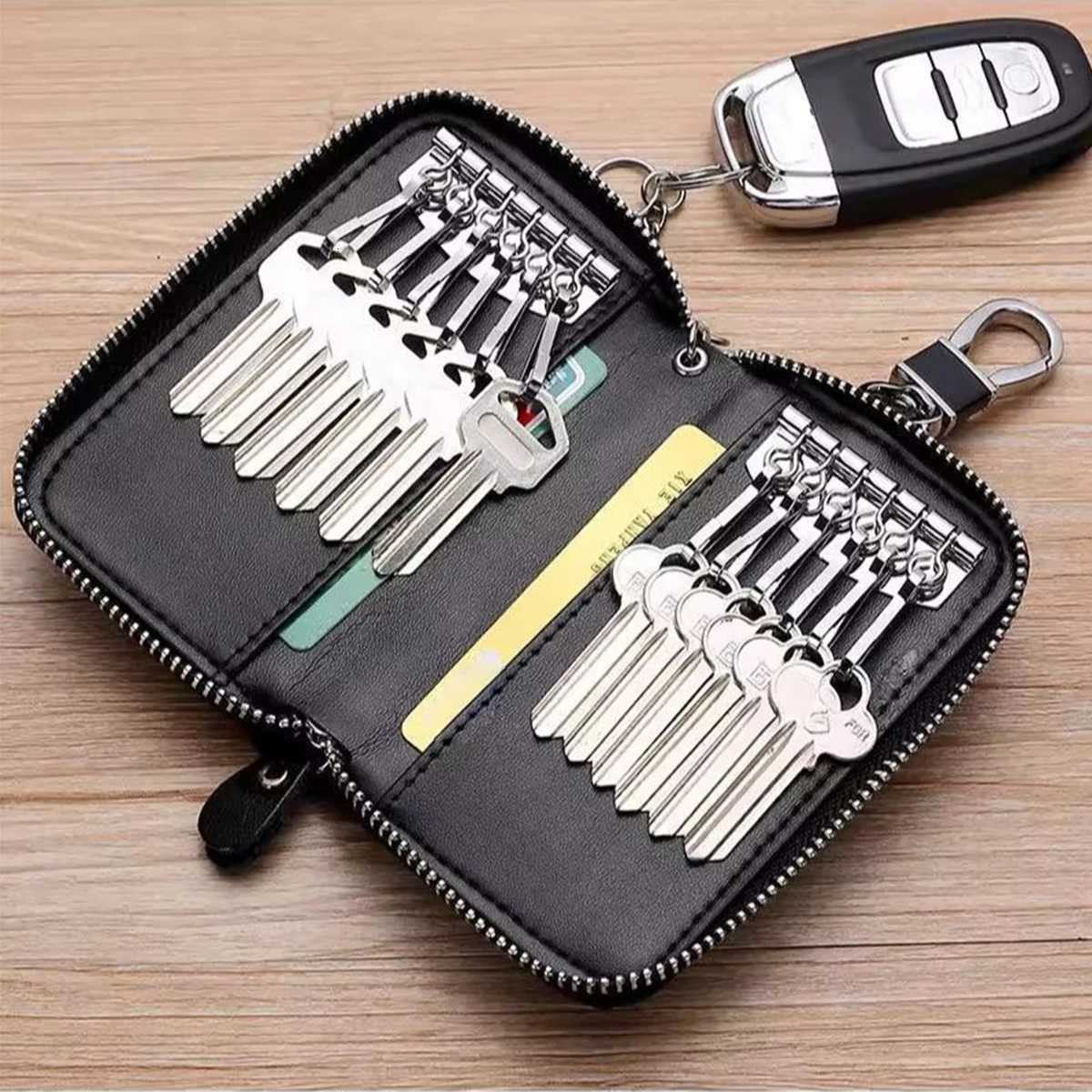 Portable PU Key Bag For Mens Waist Trailer Remote Control Key Protection Cover All Inclusive With Zipper Key Storage Organizer Z251023
