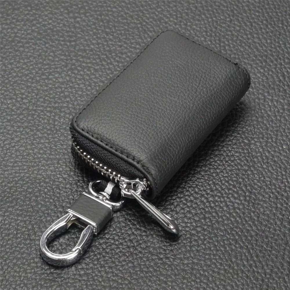 jingyuqin Fashion Genuine Leather Car Key Wallets Men Key Holder Housekeeper Keys Organizer Women Zipper Case Bag Pouch Purse Z251023