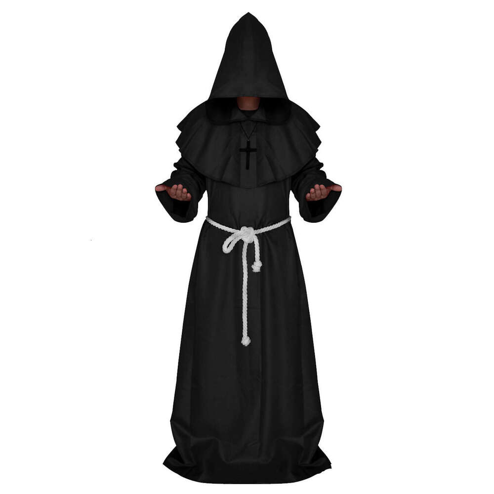 Medieval Monk Wizard Priest New Halloween Grim Reaper Robe Cosplay Role Play Costume
