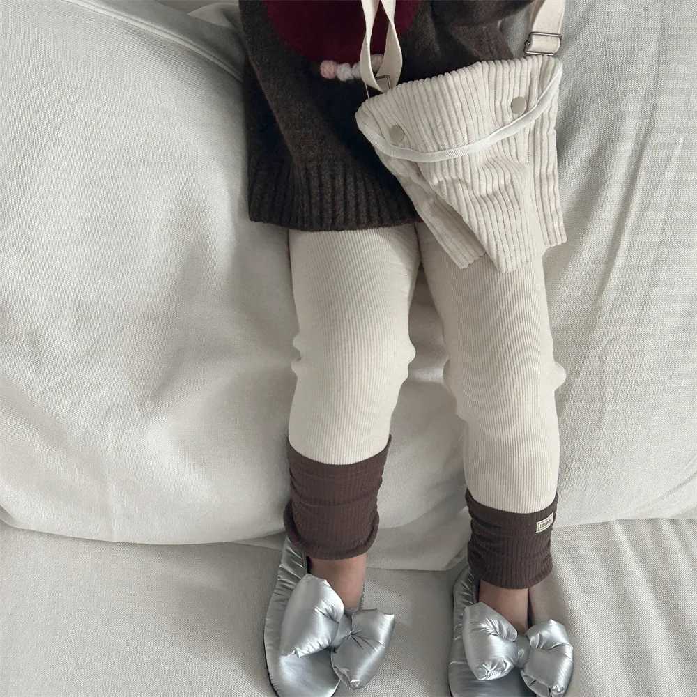 Ins Autumn Winter Kids Girls Velvet Leggings Spliced Fleece Skinny Stretch Baby Girls Pants Slim Fit Pile Warm Child Girl PantsT251024