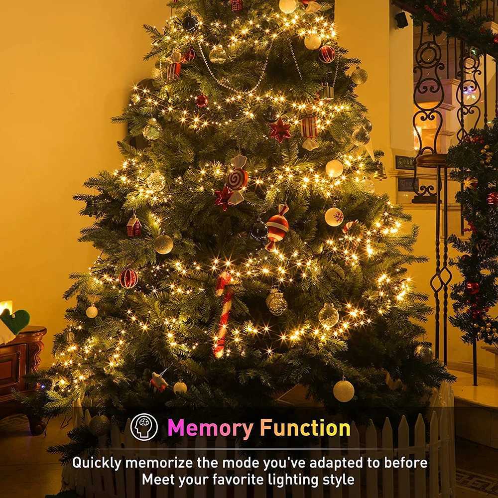 LED String Fairy Cluster Lights Green Wire Christmas Tree Lights Outdoor Garland New Year Street Home Party Wedding Decor Lamps Z251024