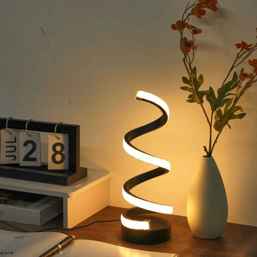 1PC Simple Spiral External Emitting Bright Desktop Desk Lamp USB Threecolor Lighting Suitable for Living Room and Bedroom D C251115