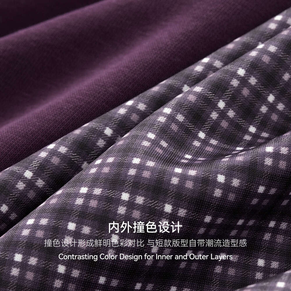 Men's Clothing|Boxy Plaid Two-tone Jacket 25 Autumn New Short Casual Couple Hoodie Sweatshirt