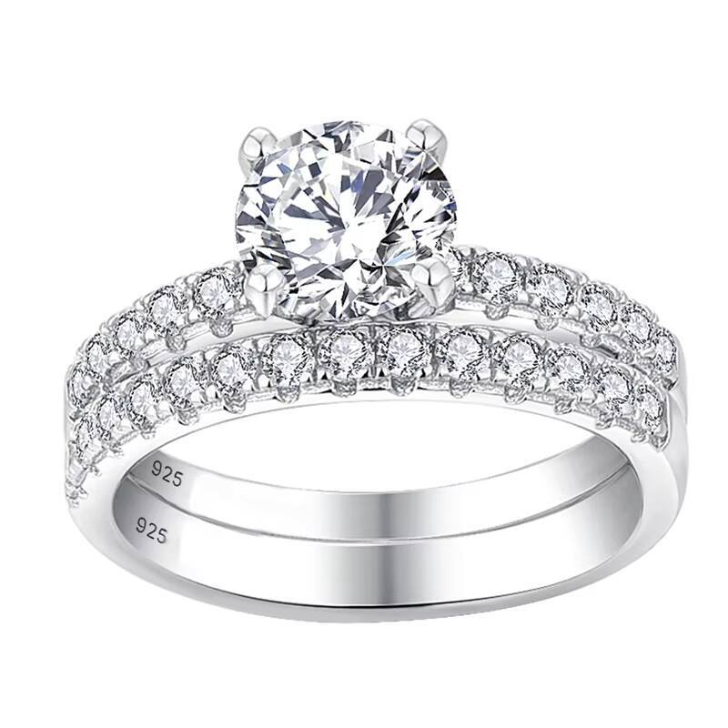 Moissanite Engagement Ring Fine Jewelry 925 Sterling Silver Rhodium Plated Ring Zircon Lovers Wedding Ring Stacking
