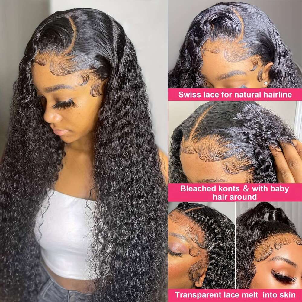 Wave 250 Density 13x6 HD Pre Plucked Deep Curly Glueless Wig Virgin Human Hair Lace Front Wigs