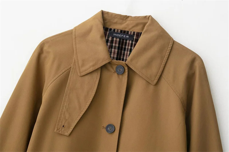 Womens Jacket Fall Camel Long Sleeve British Style Simple Trench Coat Casual Fashion Loose and Versatile 251021