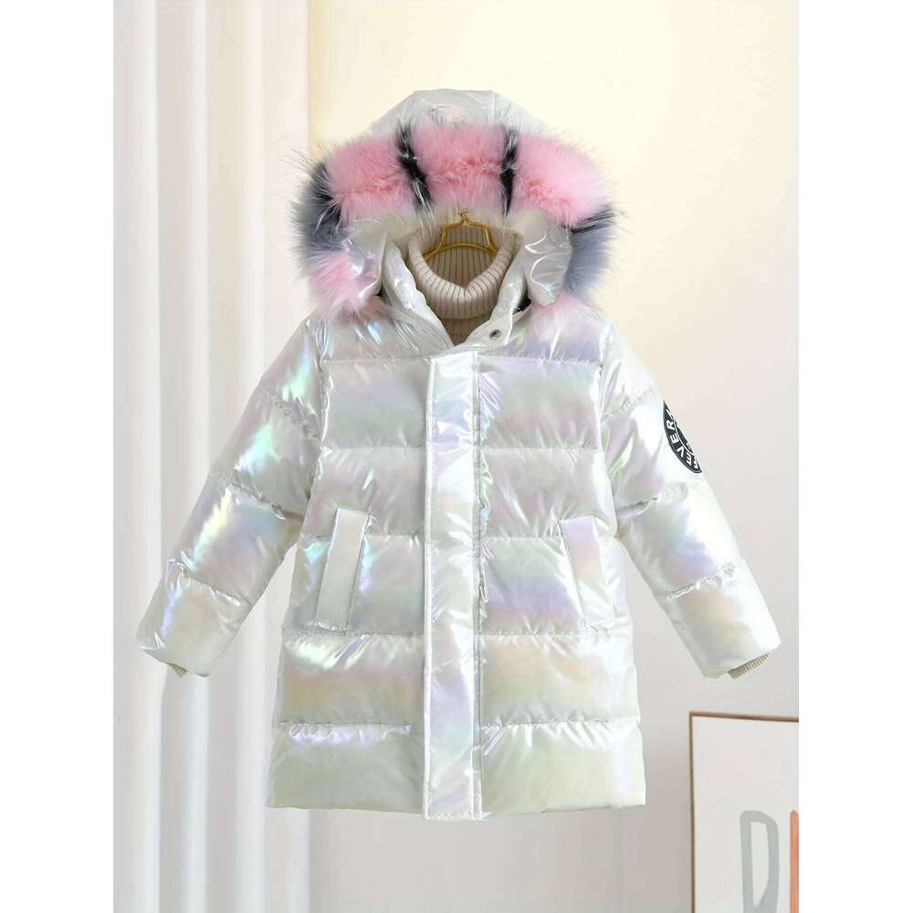 Children Down Jacket Girls Fur Collar Hooded Thick Keep Warm Long Outerwear Teen Waterproof Coat Kids Clothes Parka 5-14Y