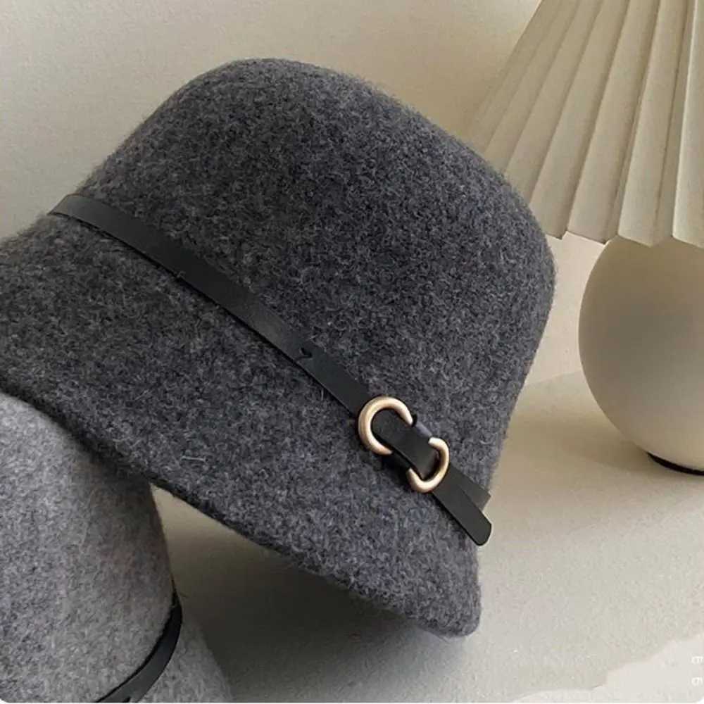 Sweet Woolen Wool Fisherman Hat Pure Color Elegant Womens Formal hat British Style Korean Style Basin Hat TravelL251024