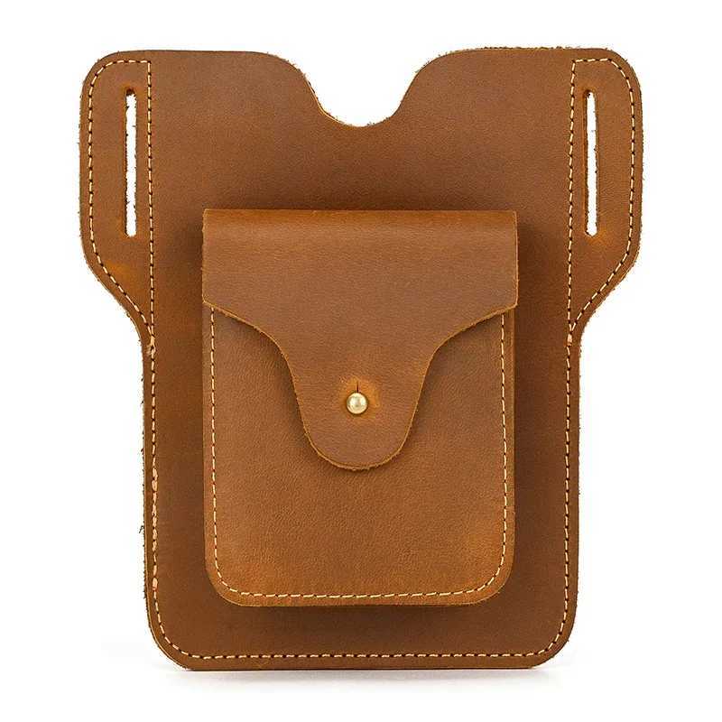 New Design Waist Bag Genuine Leather Phone Belt Pouch Crazy Horse Leather Mens Waist Pack Real Leather Tactical waist packL251024