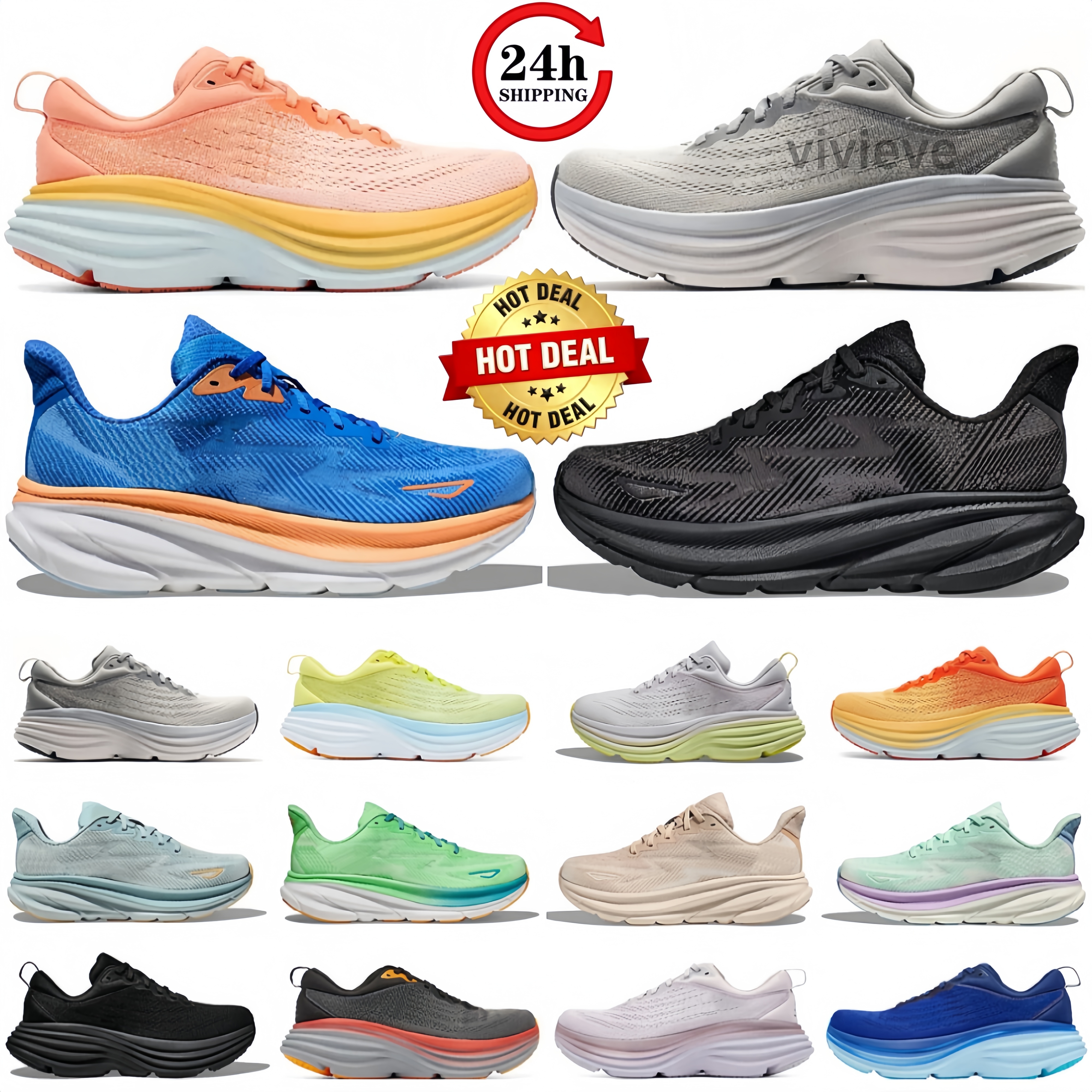 Designer Clifton 9 Bondis 8 Running Shoes Cliftons Shoe Sports Harbor Mist Black White Carbon X 2 Free People Casual Athletic Mens Women trainers sneakers Size 36-45