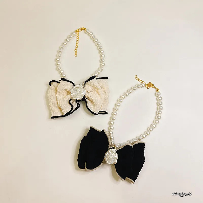 Pet Dog Necklaces With Bowknot Pearl For Kitty & Puppy - High-Grade Cat Necklace Jewelry Ddmylovely