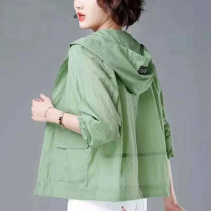 Women's Short Lightweight Loose Breathable Sun Protection Clothing Large Size Comfortable Trench Coat Summer Autumn Outerwear dongdumaoyi