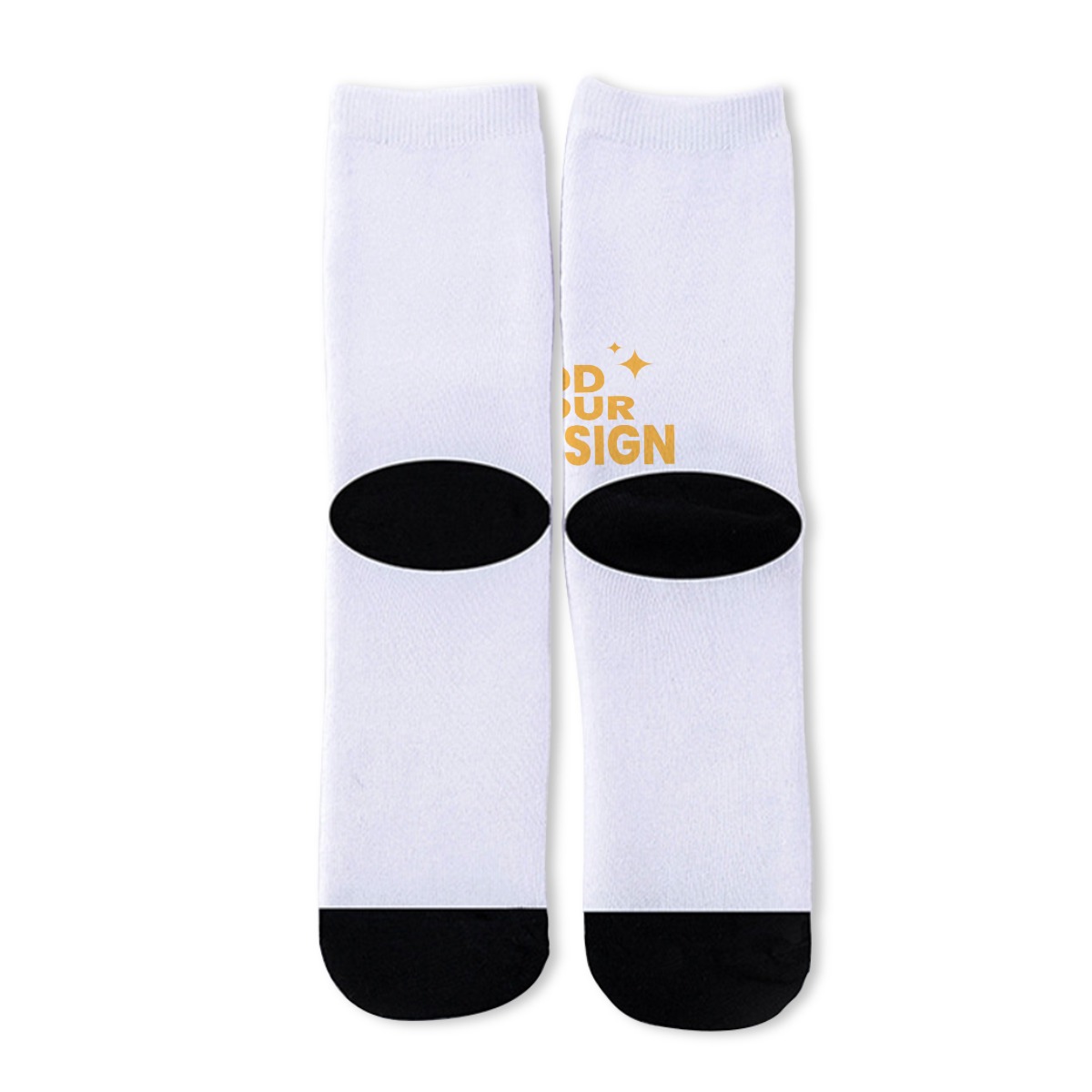 DHgatepod Unisex All-Over Print Crew Socks - 42cm Cotton Blend Long Socks with Black Heel & Toe for EU 37-45