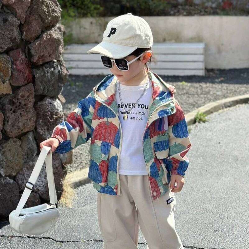 2025 New Streetwear Jacket Trendy Eye-Catching Fashionable Coat For Toddler Boys Spring Autumn Wear