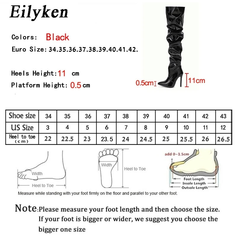 Eilyken Red Women Over The Knee Boots High Heels Patent Leather Solid Pointed Toe Stiletto Side Zipper Sapatos Femininos 251023