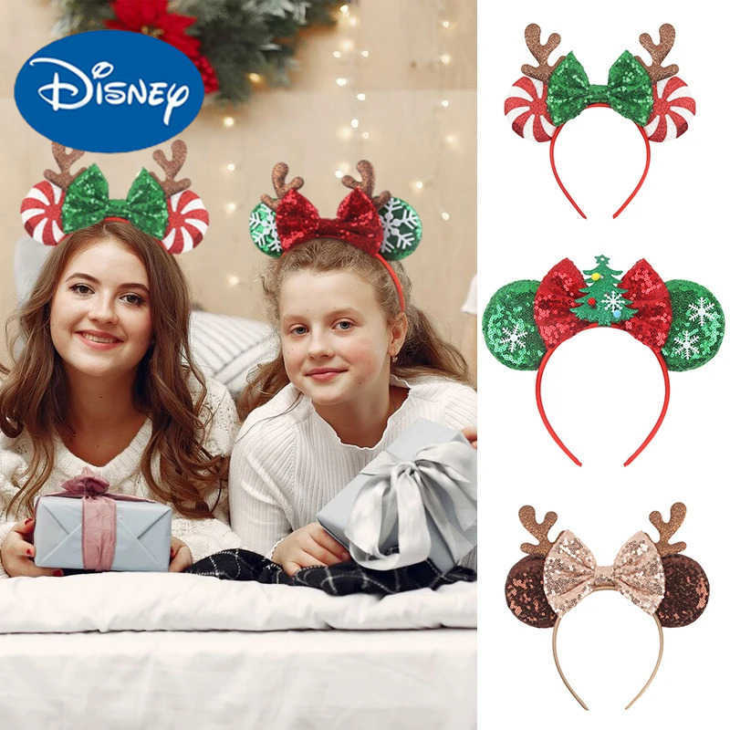 Disney Christmas Mickey & Minnie Mouse Themed Holiday Hairbands for Girls - Festive Ears Accessory Set designer