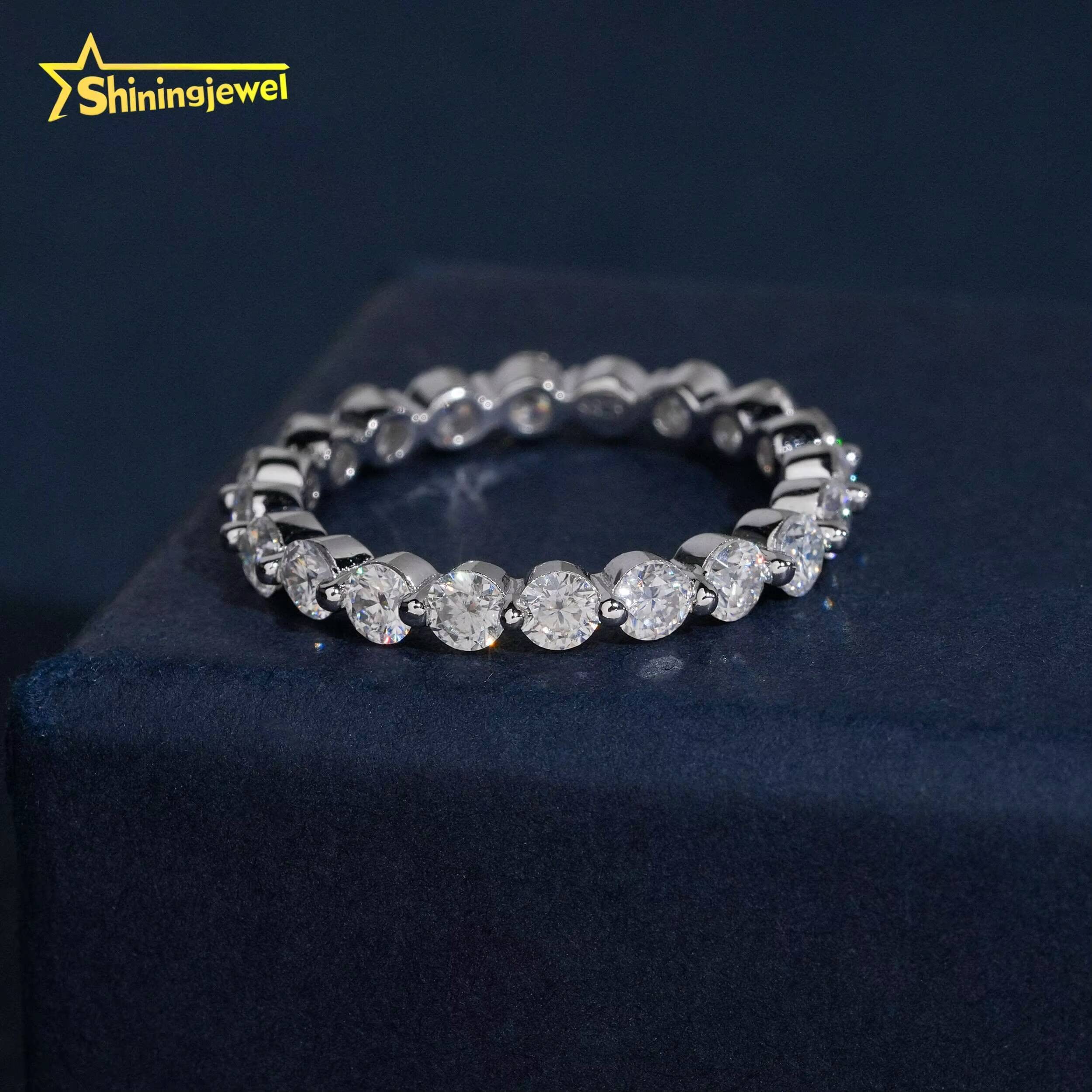 Hip Hop Jewelry 925 Silver Eternity Ring Moissanite Diamond 30mm Round Iced Out Rings Pass Diamond Tester