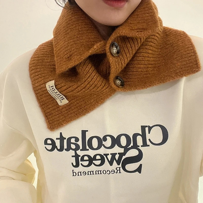 Cable Knit Wrap Button Scarf Winter Warm AllMatching Button Scarf Neck Protections Knit Neckerchief Windproof M6CD 251020