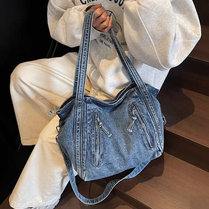 Handbag Denim Fashion Niche Design Casual Tote Simple Lightweight Large Capacity Versatile Crossbody Bag