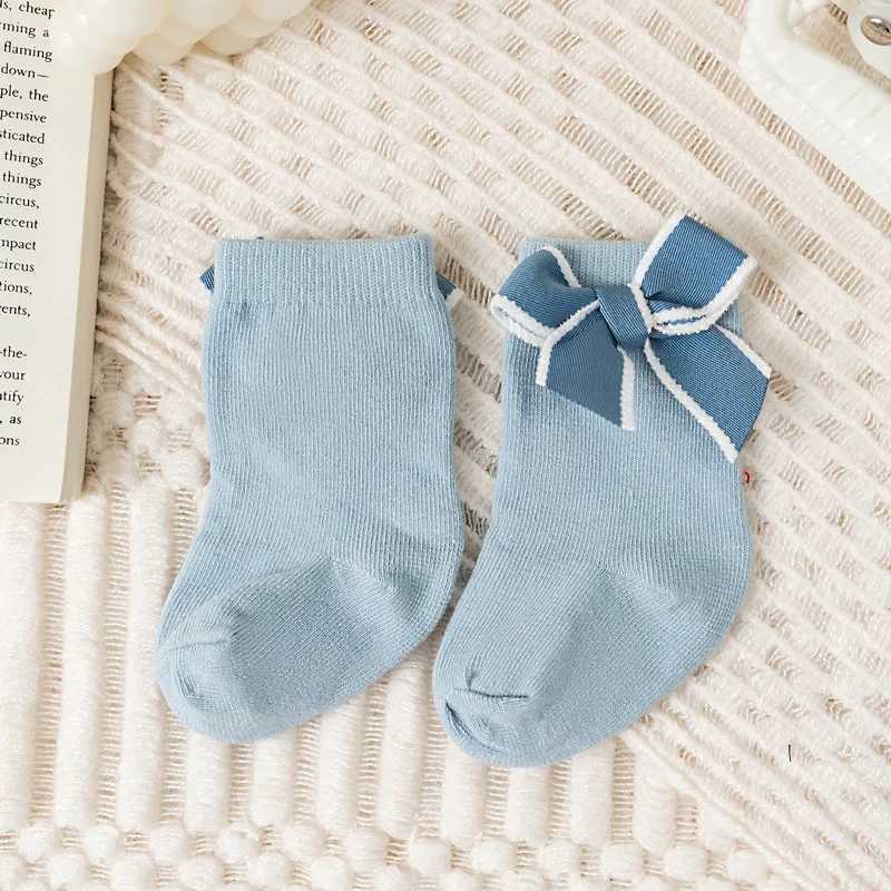 Baby Girls Bows Short Socks Soft Cotton Kids Short Sock Children Floor Solid Plain Princess Style Socken For 05 Years J251024