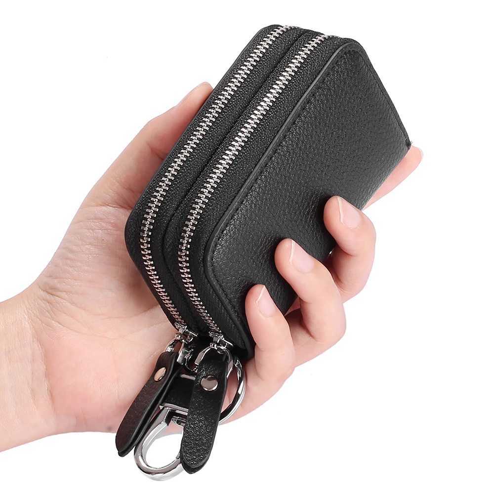 Split Leather Key Wallets Unisex Key Bag Men Car Key Holders Double Zipper Keychain Case Women Smart Housekeeper Z251023