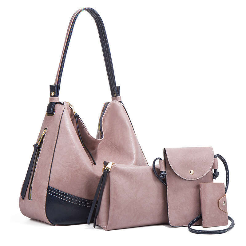 Minimalist Color Block Handbag For Women Fashion Trend Large Capacity Four Piece Set New Single Shoulder Crossbody Soft Mother Daughter Bag High Quali
