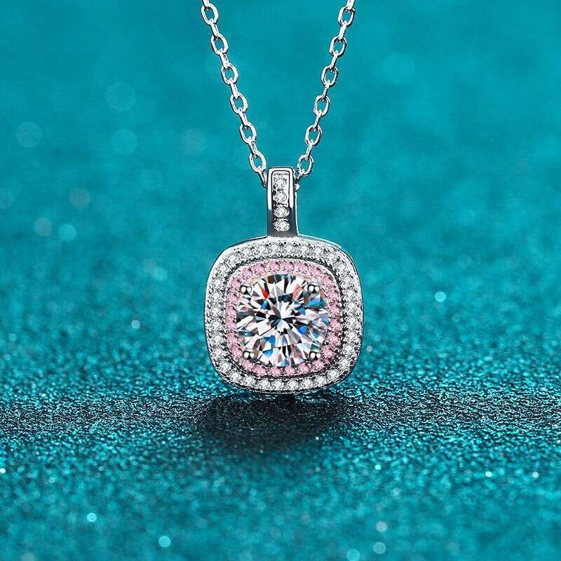 DHCollections-- XDY Sier Square Micro Pave Edged Necklace Moissanite Women's Choker Style