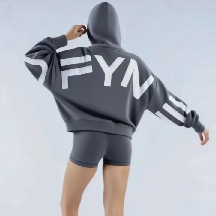 Hoodies Womens Oversized Hoodie with Letter Print Soft Cotton Casual Pullover Sweatshirt Petite-Friendly Fit S251124