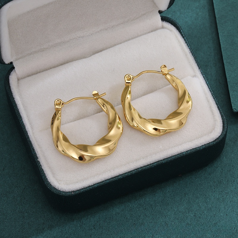 Luxury earrings Vintage earrings with high-end feel, 18K gold trendy woven texture earrings Designer earrings gold earrings stud earrings free shippin