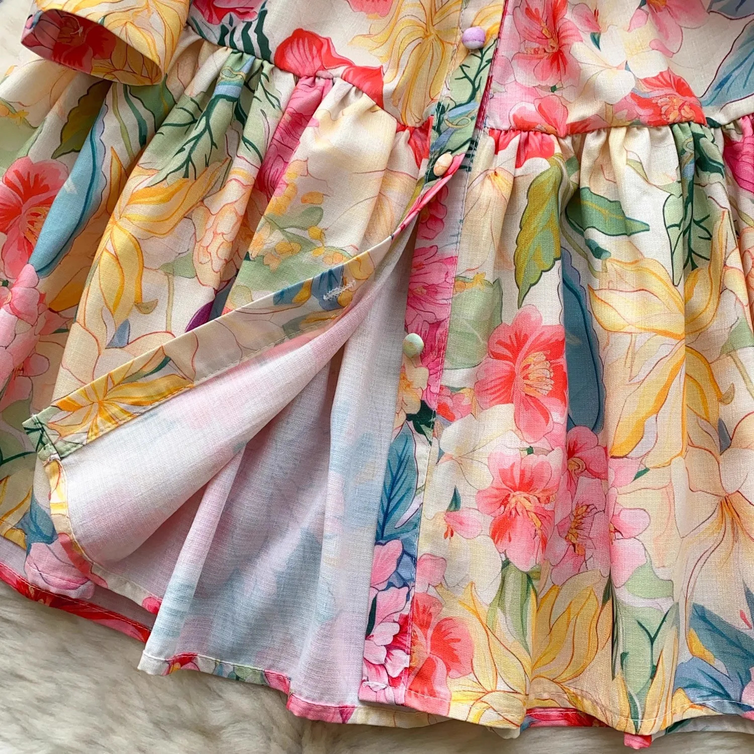 Runway Gorgeous Flower Linen Robe Dresses Women Summer Stand Holiday Lantern Sleeve Floral Print Belt Evening Party Vestido 251022