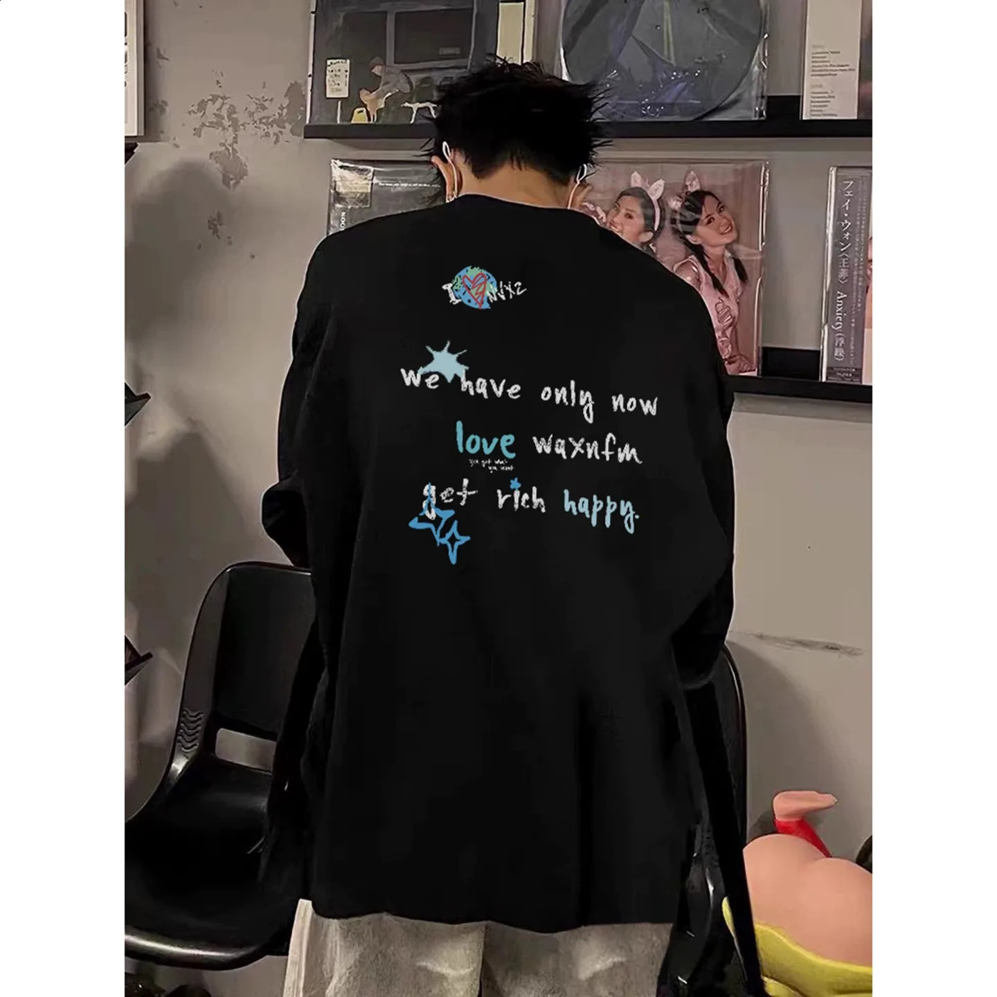 American Creative Letter Print Tshirt Men Autumn 100 Cotton White ONeck Long sleeves Tee Casual Y2k Top Men clothing 251020