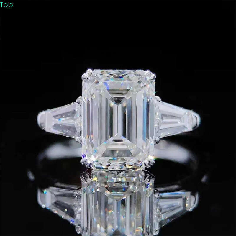 GRA Moissanite Dia 1-5ct D GH VVS 10K14K gold dia Emerald cut wedding moissanite ring 2c