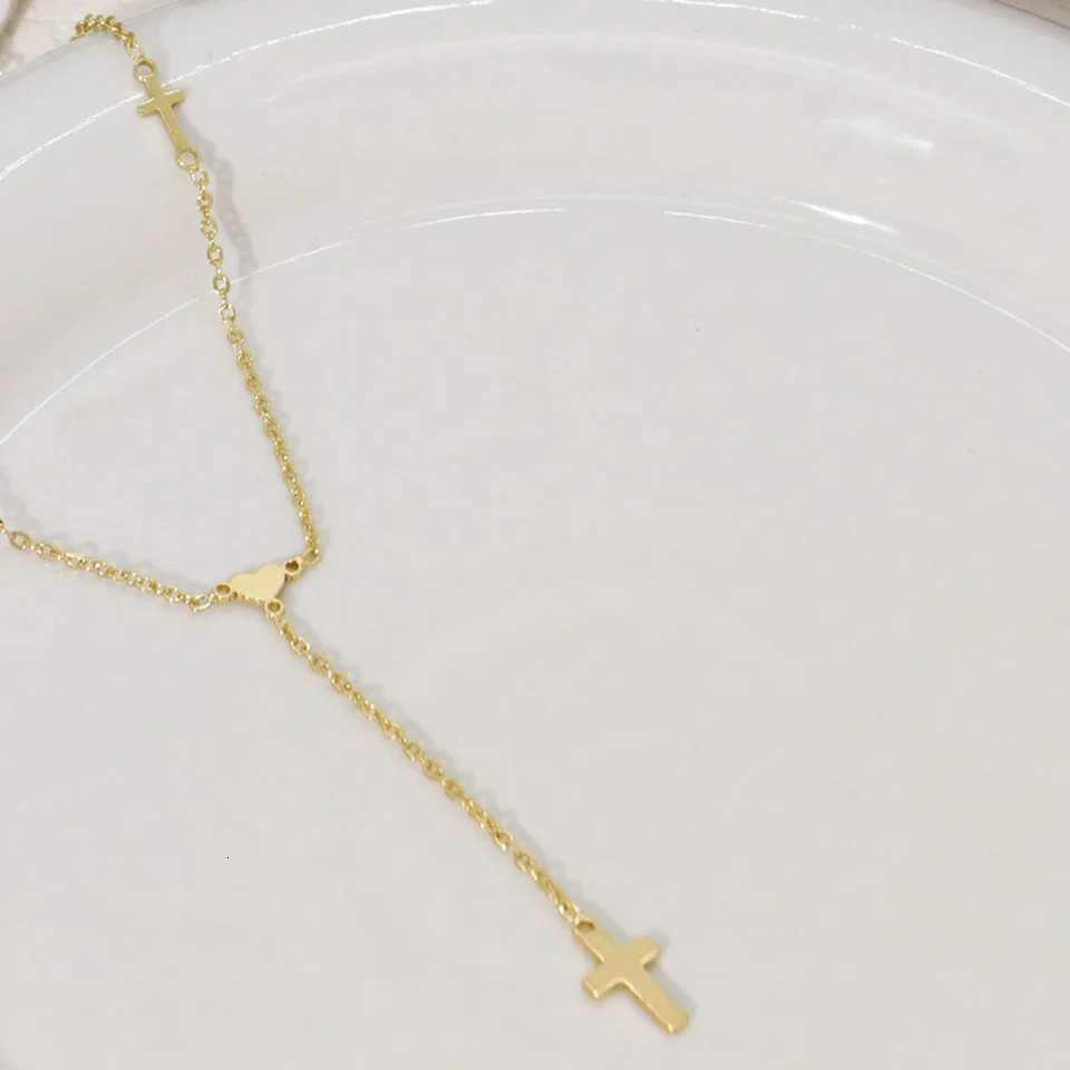 DGIDDK Simple Mini Heart Cross Pendant Stainl Steel Chain Y She Womens Necklace Party Fashion Jewelry AccoriesXJ251024
