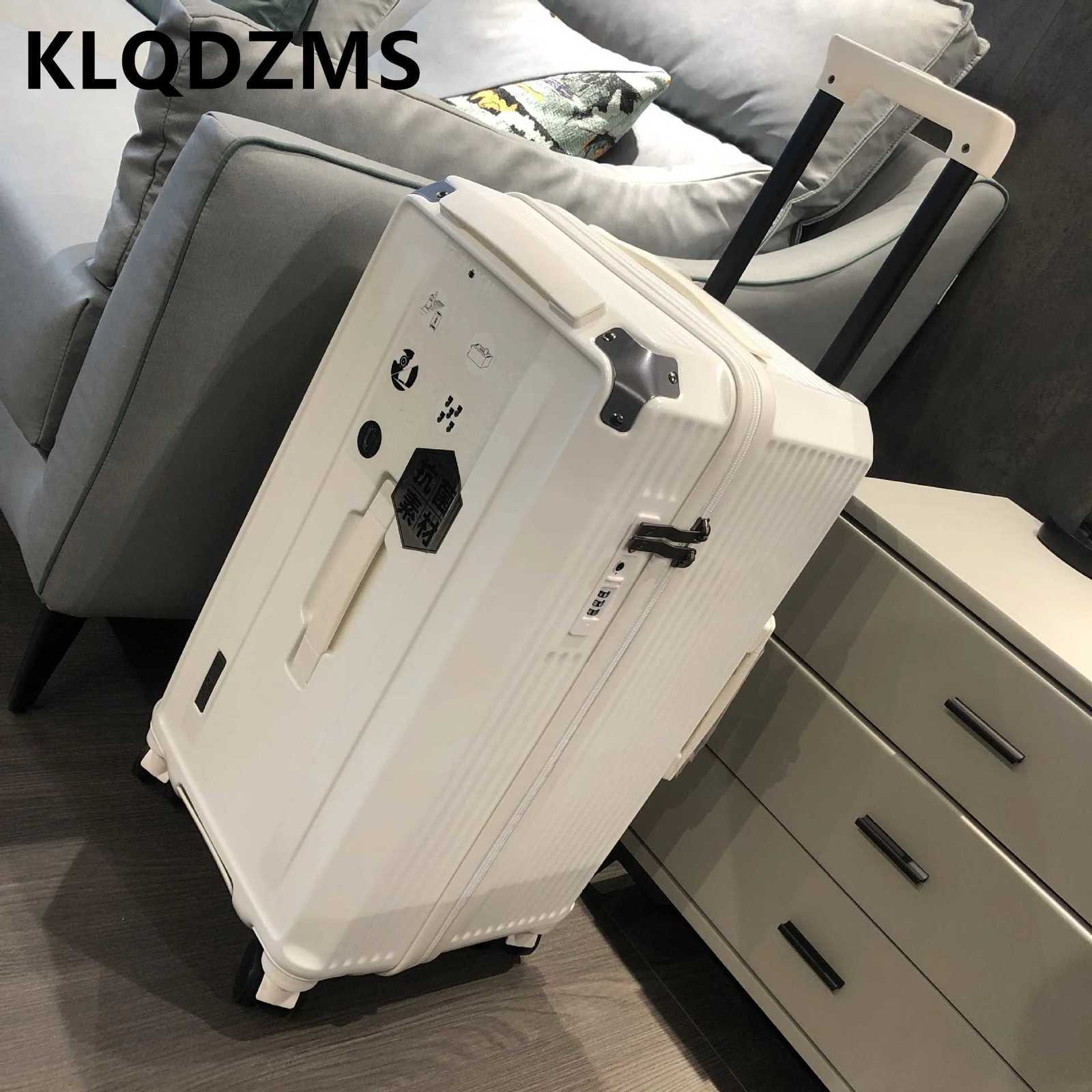 KLQDZMS Womens Suitcase Highquality Largecapacity Trolley Case ABS PC Family Travel Essentials Mens with Wheels LuggageW251024