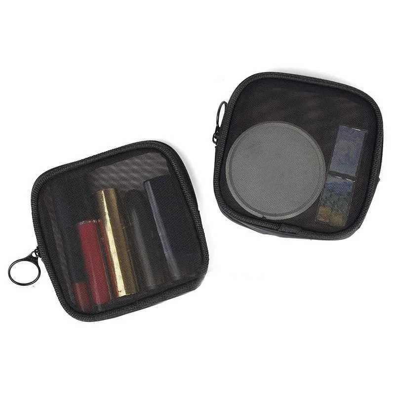 Pocket Cosmetic Bag Portable Black Mesh Mini Cosmetic Bag Lipstick Pouch Air Cushion Storage Bag Headset Sundries Storage caseT251024