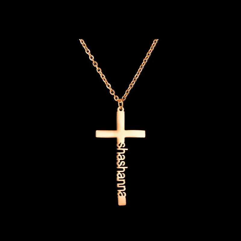 Personalized Name Cross Necklace Custom Stainl Steel Gold Necklace Cross Pendant Simple Design Fashion Jewelry Birtay GiftXJ251024