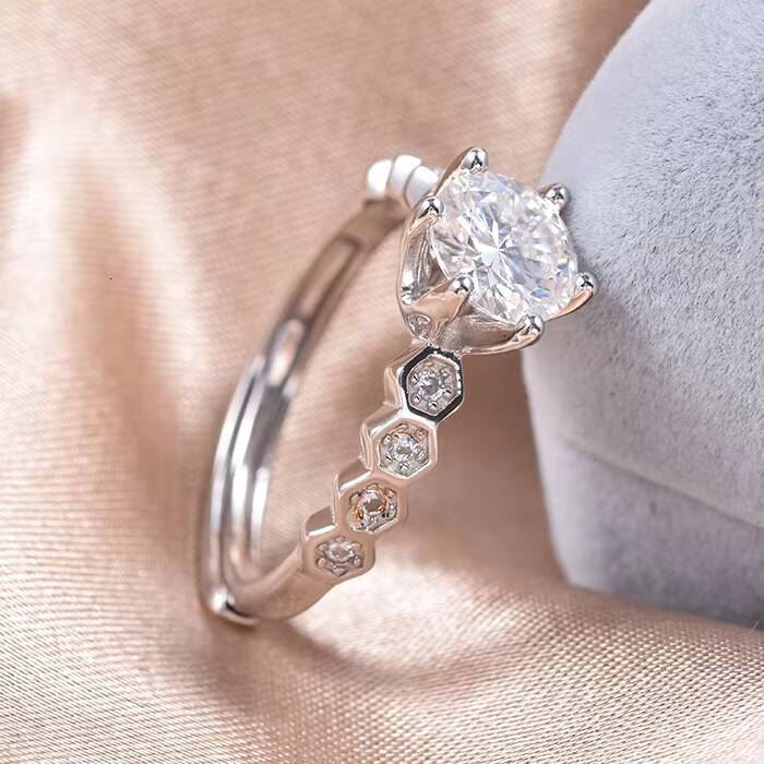 Fashion Diamond Moissanite Gold Silver Moissanite Wedding Ring Box Rings Jewelry for Women