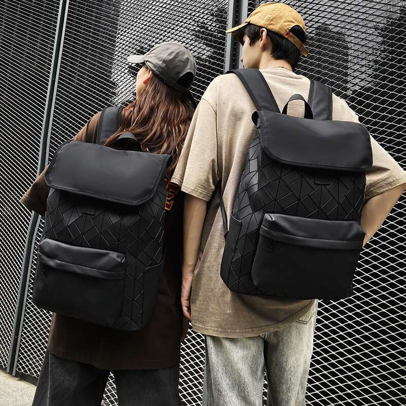 Quilted For Men College Student Travel Commute Laptop Bag Fashionable Large Capacity Backpack High Quality