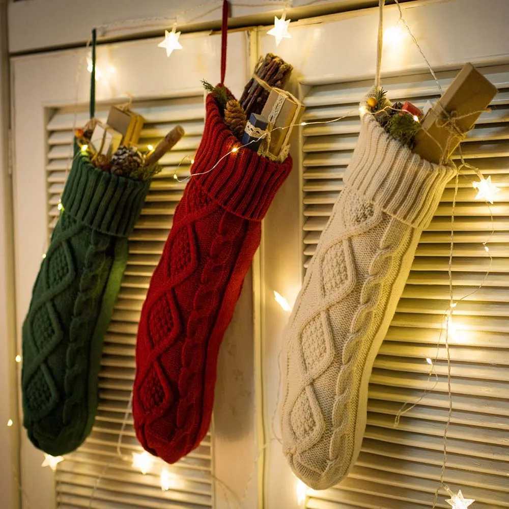 3 Pairs Christmas Stockings Soft Large Custom Name Family Christmas Stocking for Fireplace Xmas Holiday Party Decoration Holiday J251024