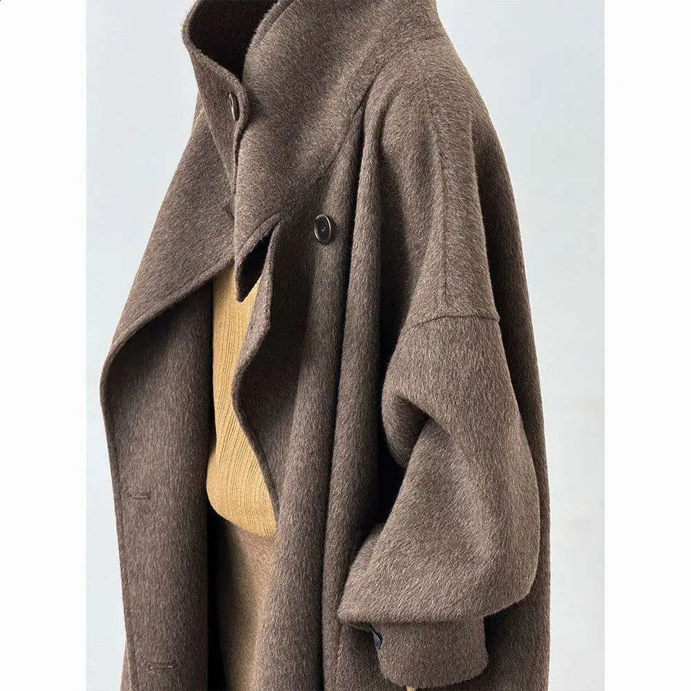 Fashion DoubleSided Cashmere Coat For Women In Autumn And Winter 2025 Hepburn Style Woolen Long 251016