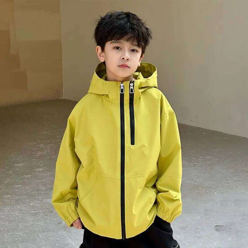 Boys' With Hood Spring Outdoor Sporty Jacket For Big Kids Fashionable New Style Kids' Windbreaker Coat