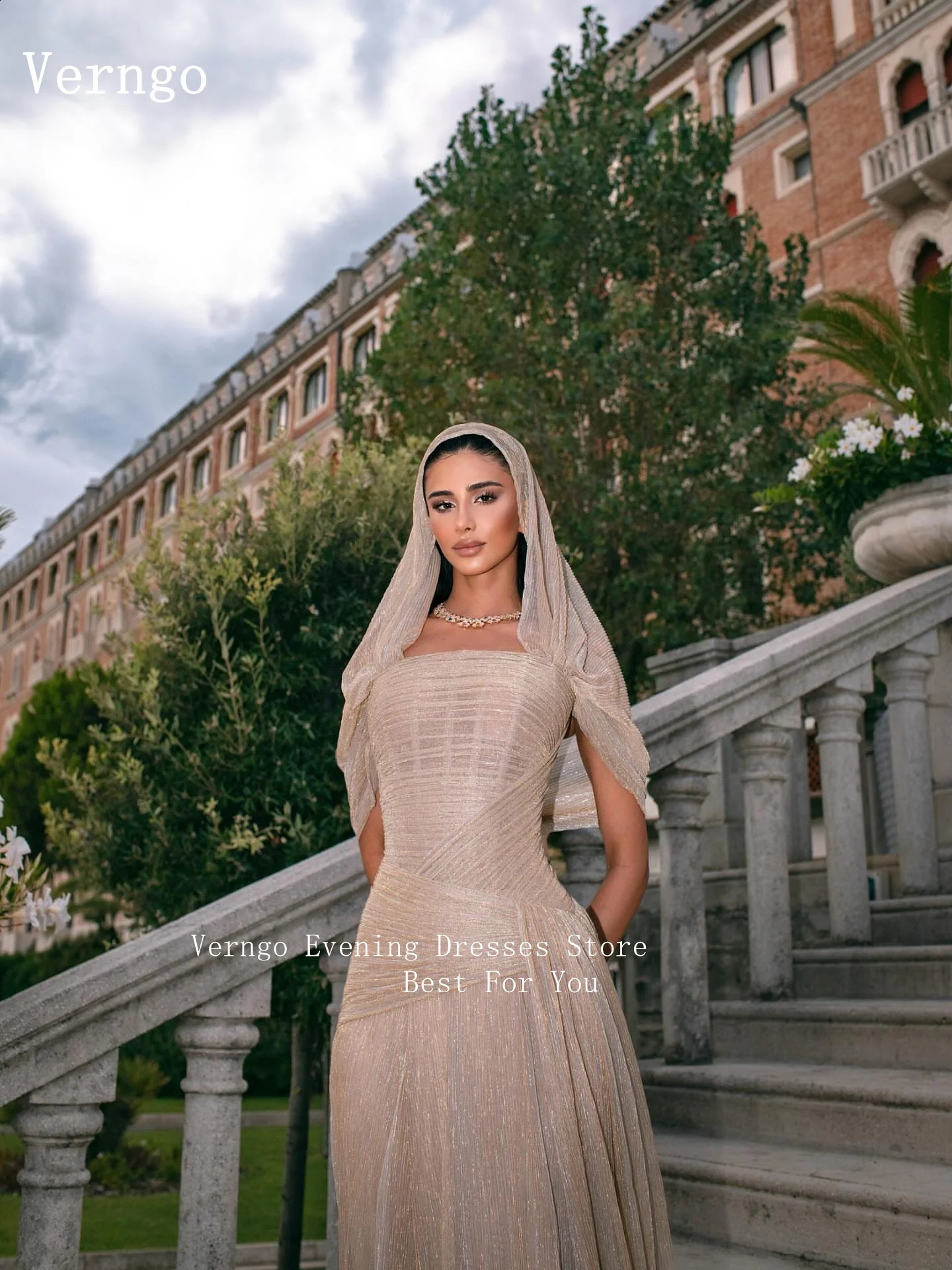 Verngo Shiny Off The Shoulder Evening Dress Elegant A Line Formal Occasion Dresses Celebrity Pleated Party Gowns Customized 251023