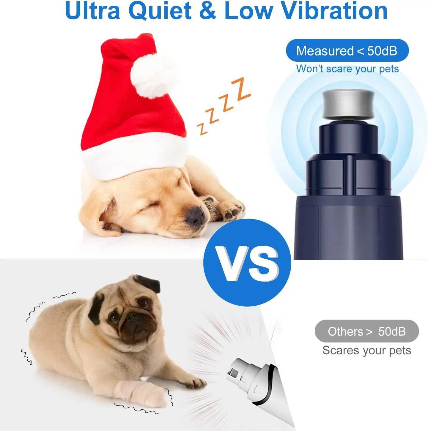 NPET Dog Nail Grinder with Guard 2 Speed Pet Nail Trimmer with LED Light Powerful Paw Grooming for Small Medium Cats Dogs Z20251024