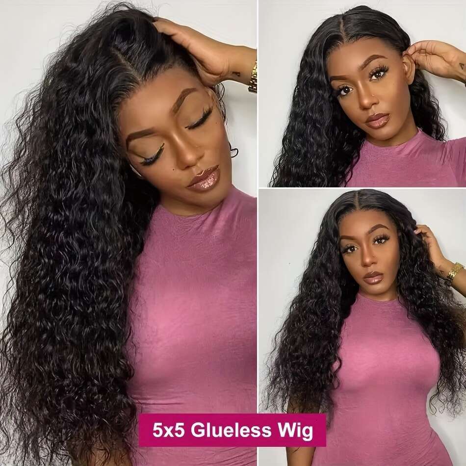 5X5 Water Wave Closure Upgraded Wig Put on And Go Human Hair Plucked Pre Cut Ready to Wear Glueless HD Lace Front Wigs for Women 235% Density