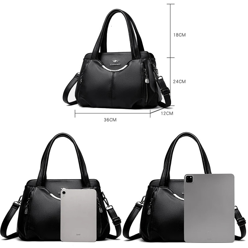 2024 Multi Pocket Womens Handbag High Quality Soft Leather Female Shoulder Bag er Girl Tote Bolsas Sac A Main 251023