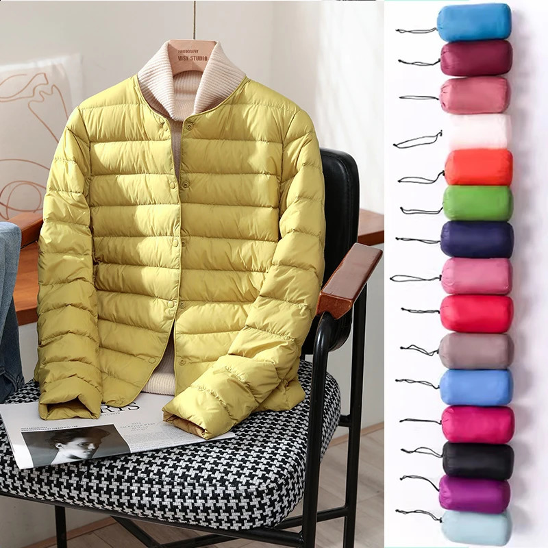 Arrivals Autumn Winter Warm Women White Duck Down Slim Jackets Female Fashion Ultra Lightweight Packable Puffer Coats 251020